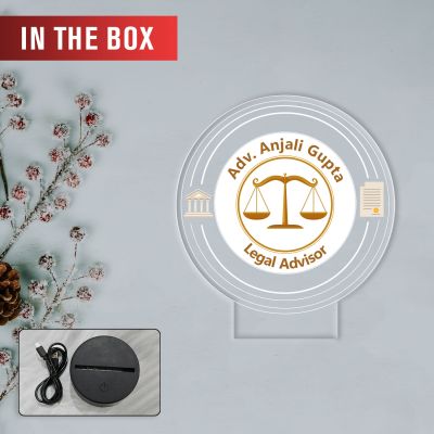 Personalized Advocate LED Lamp, Custom Name Acrylic Light with Warm White Light Advocate Office Decorative Desk Lamp with Black Base GIF for Lawyer & Advocate